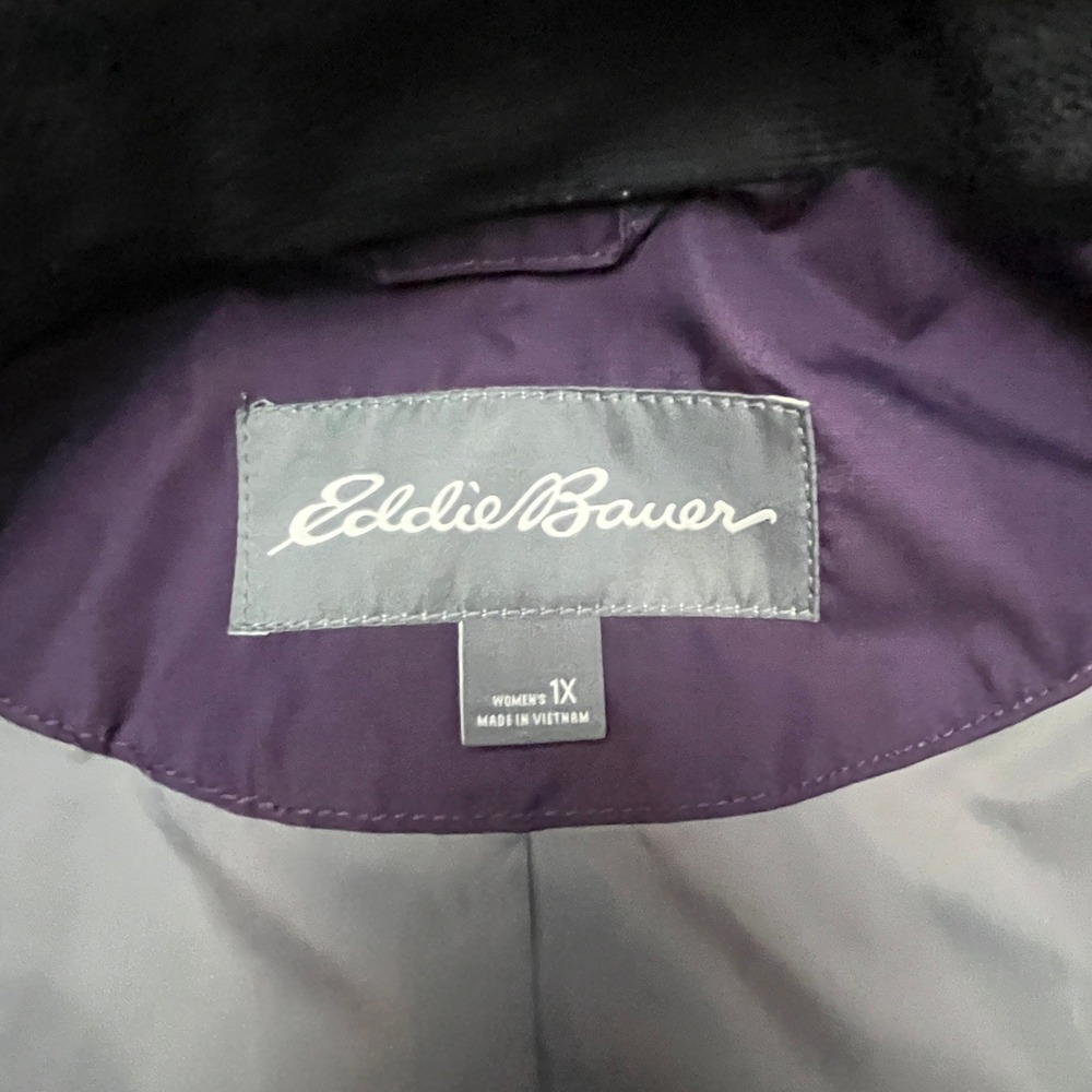 Eddie Bauer Rain Jacket Womens 1X Purple WeatherEdge Girl On The Go Trench 1545 - Picture 6 of 12